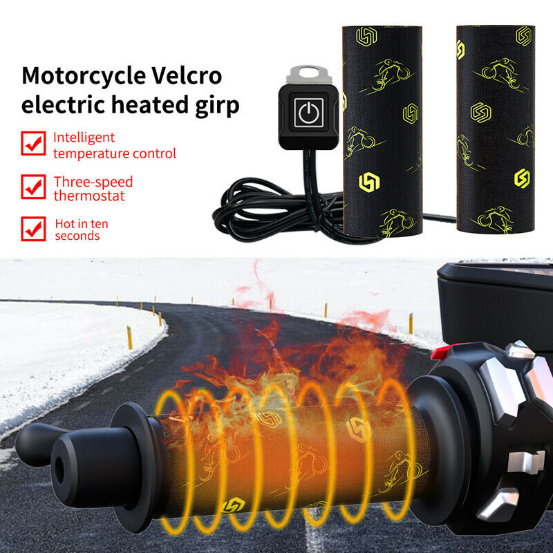 12V Motorcycle Heated Hand Grips Cover Handlebar Warm Heater Shrinkable Sleeve
