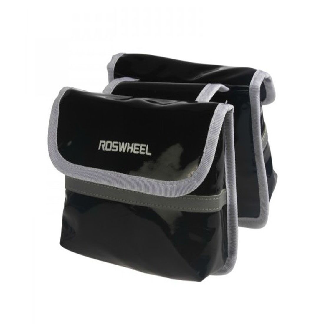 Black ROSWHEEL Bicycle Reflective Frame Double Saddle Bag Pouch Front Tube Bags