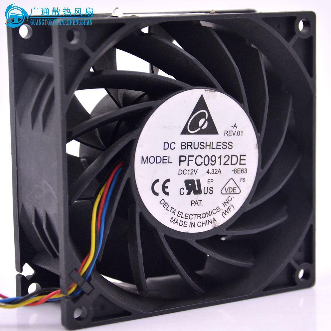 For Delta PFC0912DE 9038 90mm 9cm DC 12V 3.72A 9038 9CM  fan