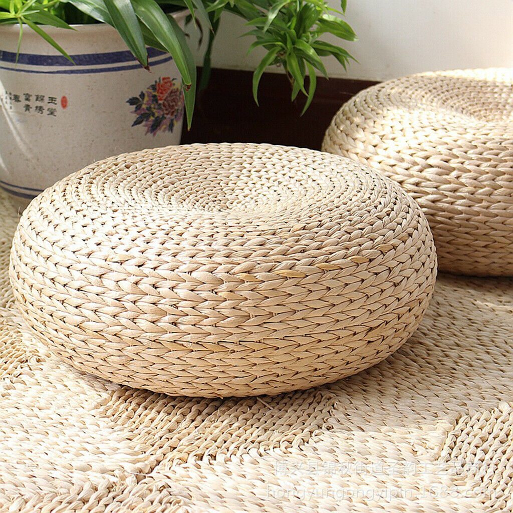 Straw Round Sitting Cushion Tatami Floor Mat Handmade Room Garden Seat Mat
