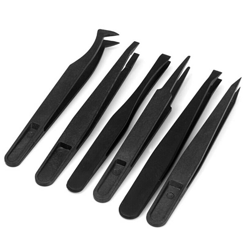6Pcs Tweezer Anti-Static Plastic Tweezers Repair Tools for Sensitive Components