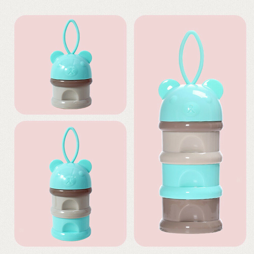 Baby Stackable Formula Dispenser & Snack Containers 3 Layers Non-Spill blue