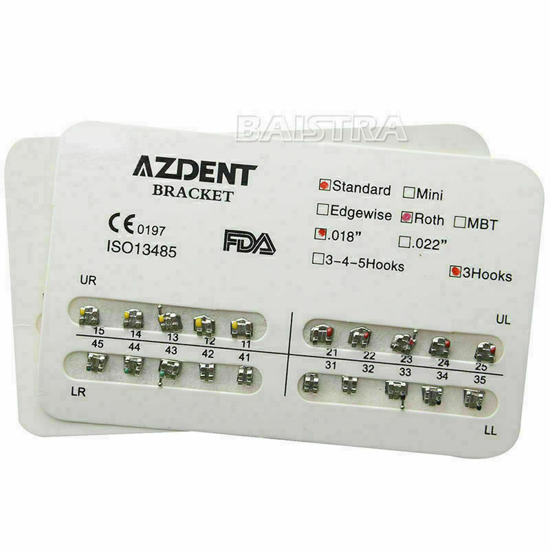 40 X Roth 018 Hooks 3 Dental Brackets Braces Standard Orthodontic Metal AZDENT