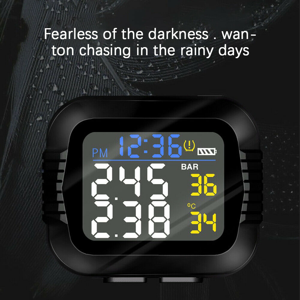 Motorcycle TPMS Wireless Tire Pressure Temperature Monitoring System + Sensors