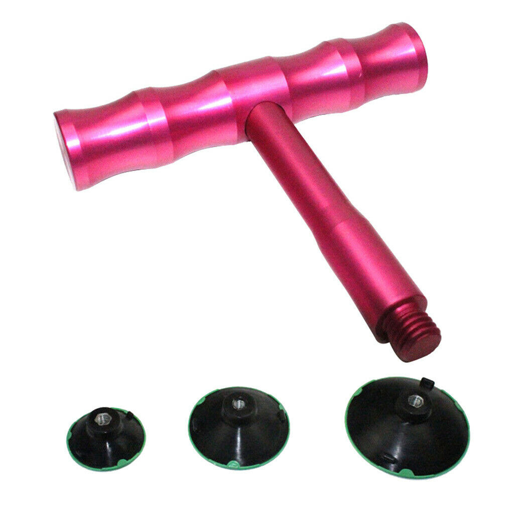 Car Paintless Dent Repair Removal Tool Kit Lifter T-Bar & 3x Suction Tabs