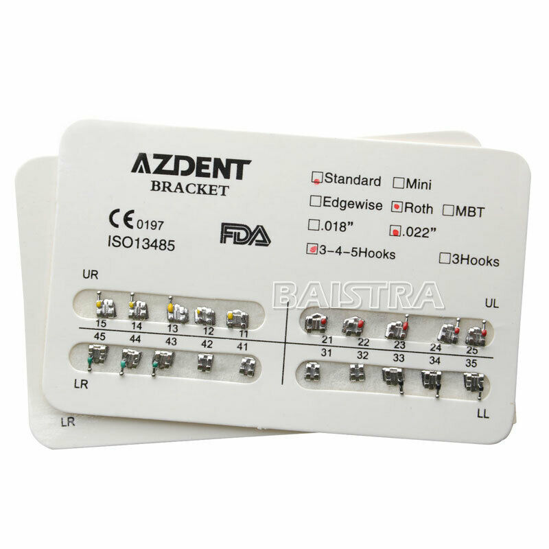 30 Packs AZDENT Dental Orthodontic Bracket Braces Standard Roth .022 Hooks 3-4-5