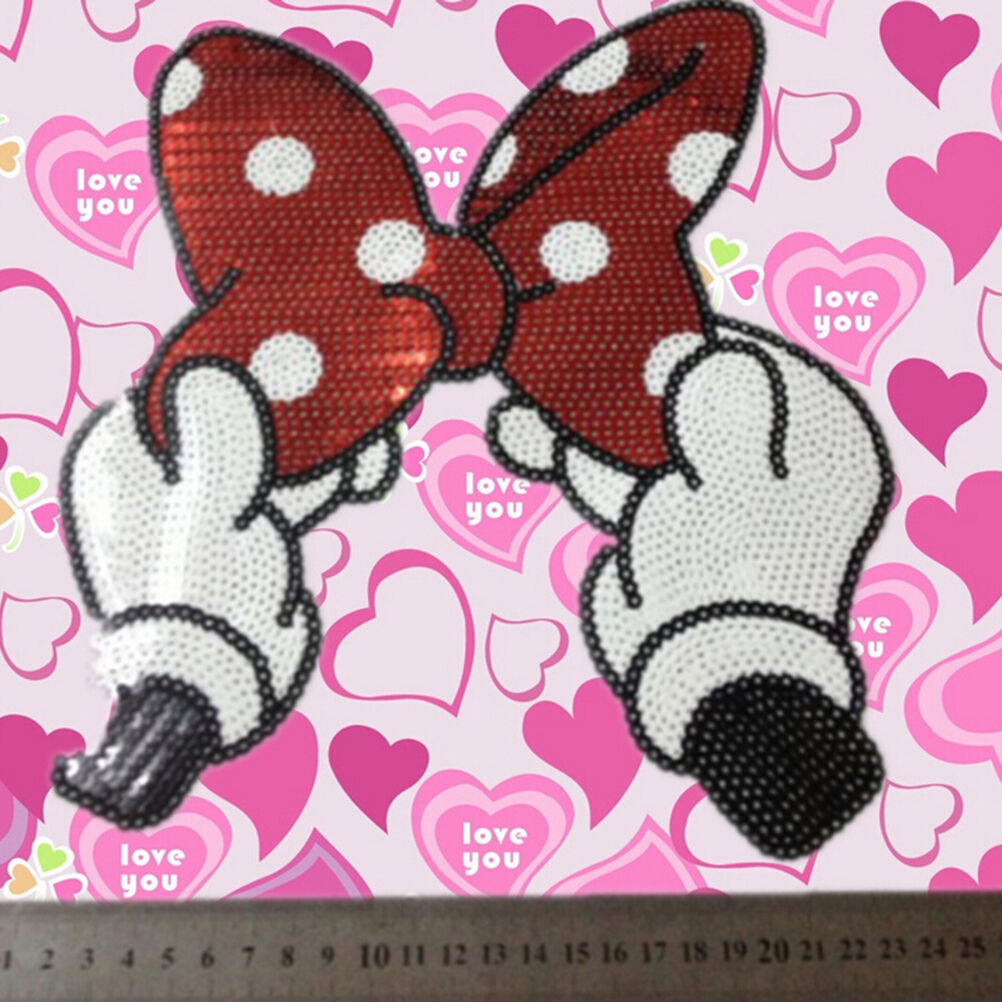 Embroidered Iron On Patches Bowknot Sequins Deal Clothing DIY Appliqu.l8