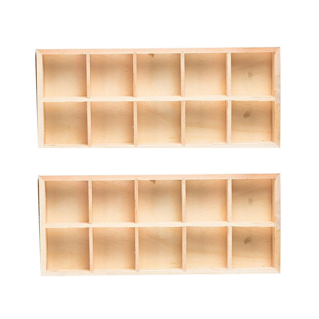 2pcs 10 Grid Wooden Succulent Planter Stylish Plant Flowerpot Flower Pot Tray