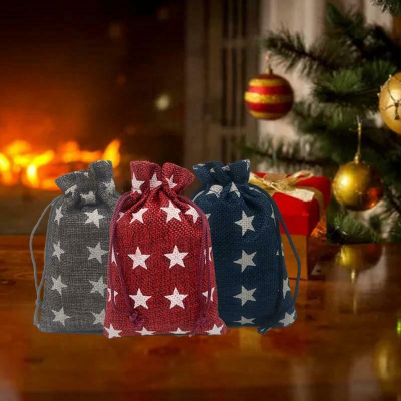 Christmas 2021 Advent Calendar 24 Days Hanging Drawstring Candy Bags w/ Stickers