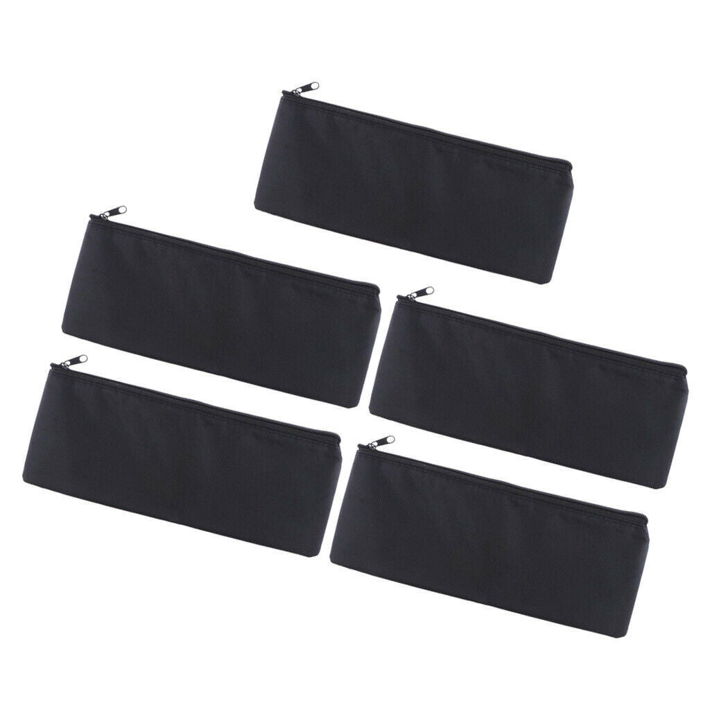 5Pcs Microphones Protect Zipper Bags Soft Pouches Oxford Cloth Black 31x11cm