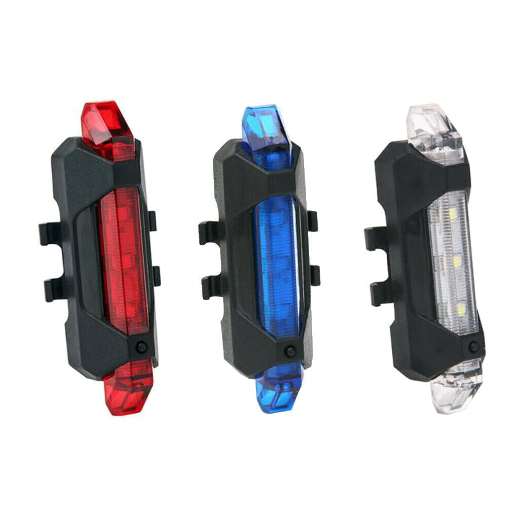 Pack of 2 Bike LED Rear Light Cycling Taillight USB Rechargeable Red+Blue