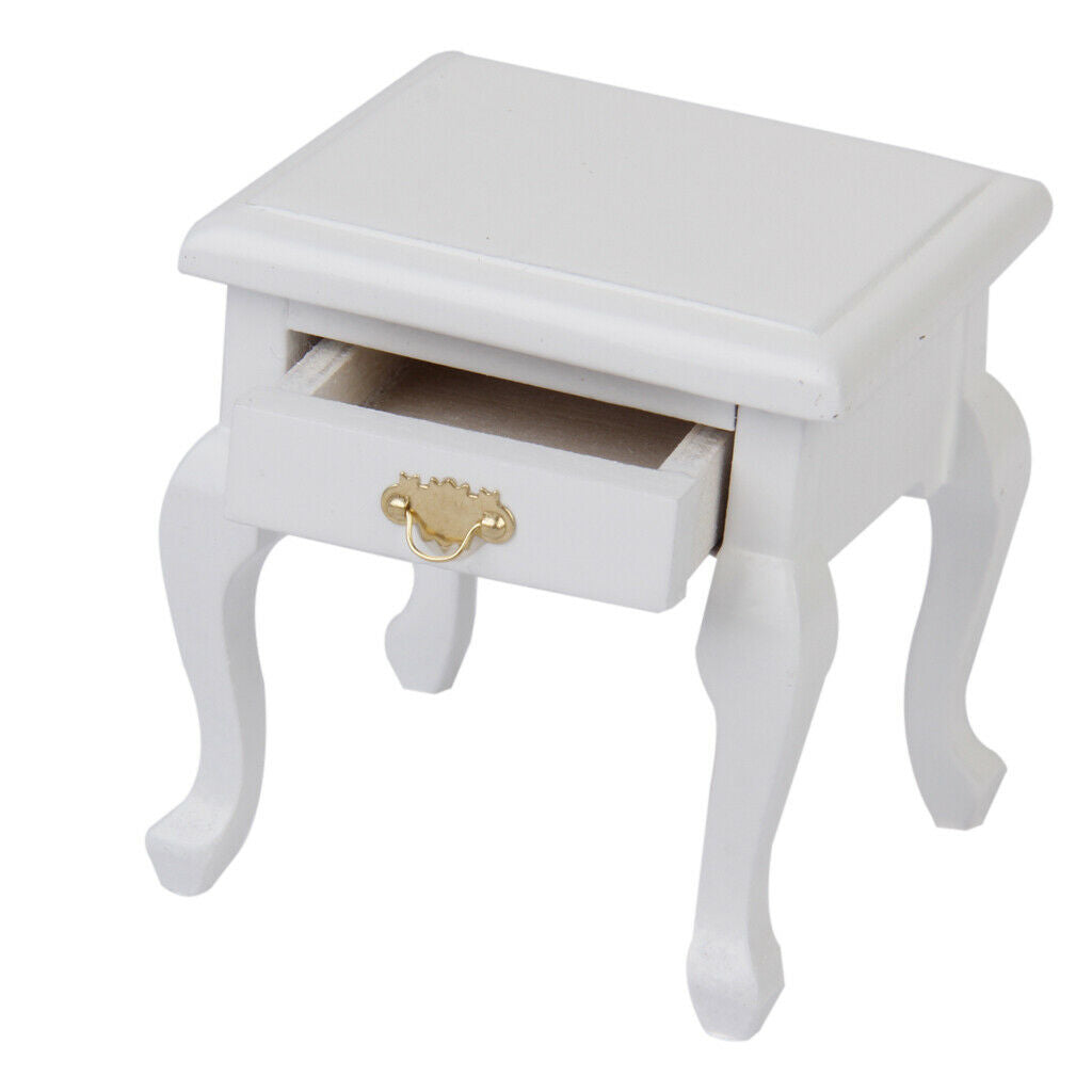 1:12 Scale Single Bed Floral Mattress Bedside Cabinet Furniture Accessory