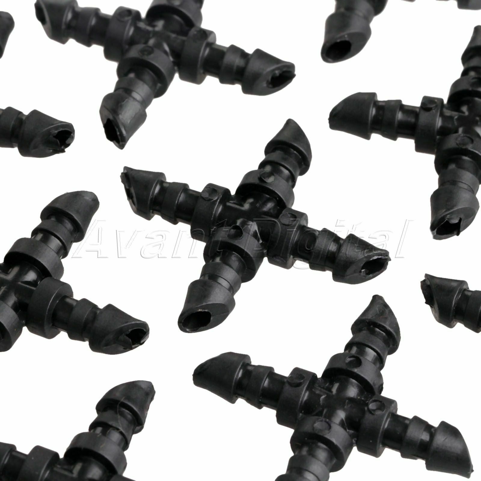 Black Cross Straight Barbed Connector For 4/7 mm Hose Garden Irrigation 50pcs
