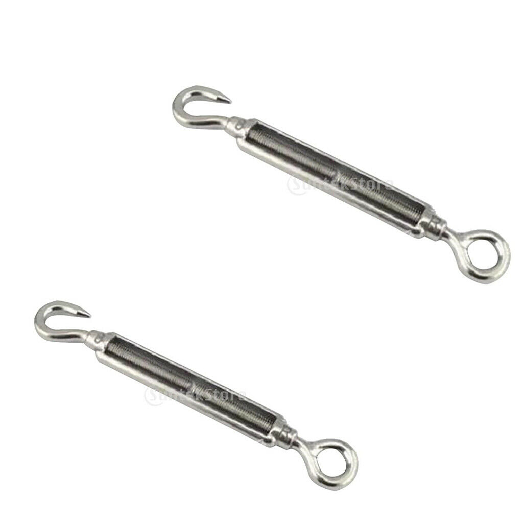 Set of 2 Stainless Steel Hook Eye Turnbuckle Wire Tension Adjusters 97mm