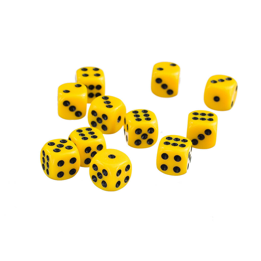 100 Pcs D6 Dice 12mm Six Side Dice for Role Playing Board Games Yellow&Green