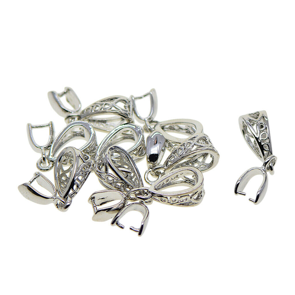 10Set Brass Pinch Bails Clasp Pinch Clip Pendants for DIY Jewelry Crafts