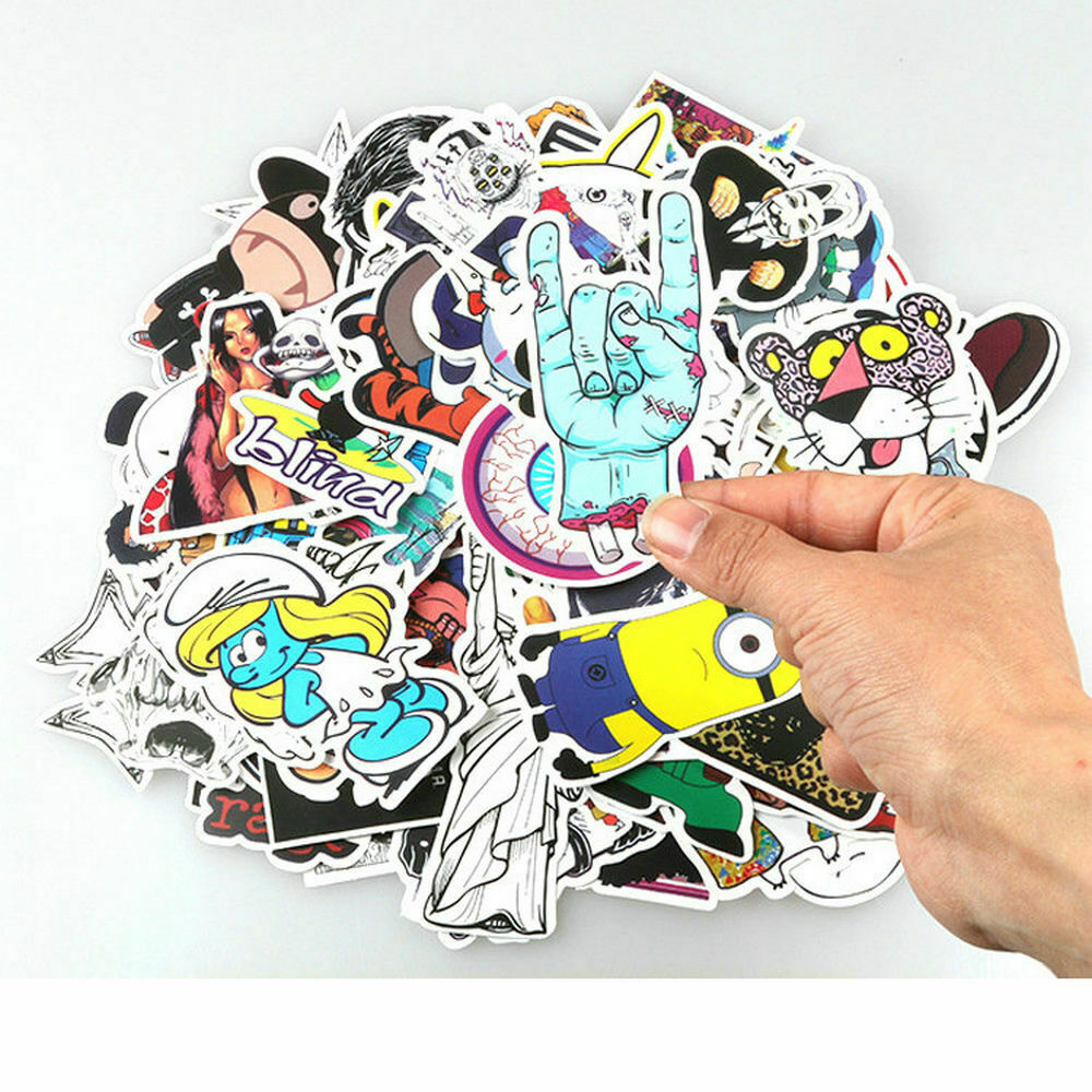 100pcs Cool Skateboard Stickers Bulk Pack Snowboard Vinyl Decor Decals Random
