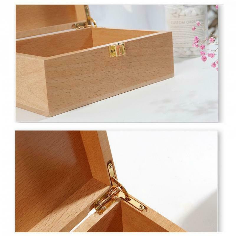 Plain Wood Treasure Chest Wooden Jewellery Earrings Storage Box Case Organizer