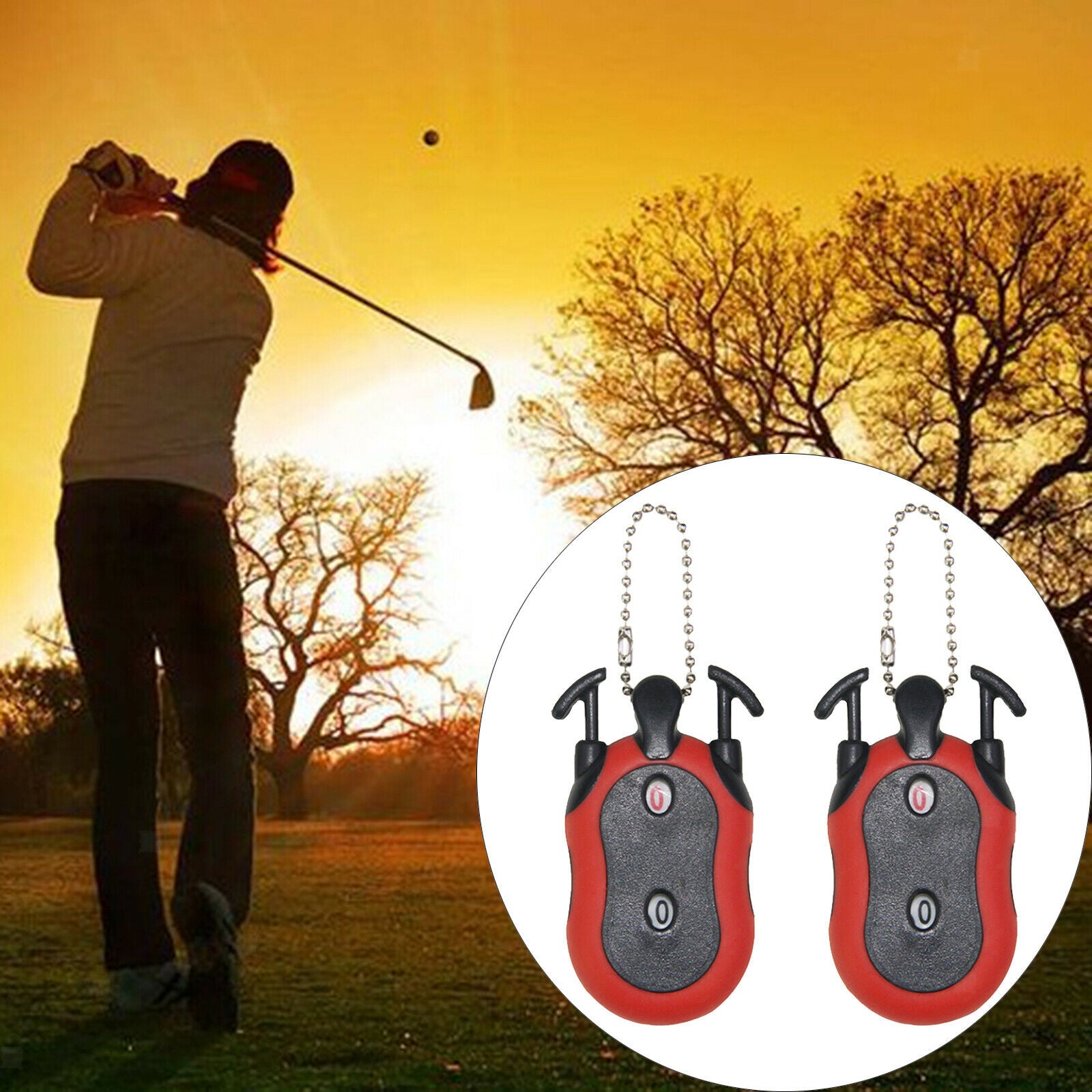 2x Golf Score Counter Double Dial Tally Keeper Scorer Scoring Indicator Red