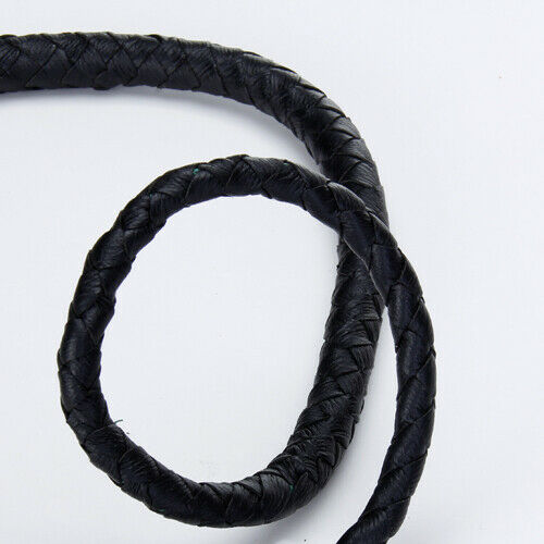 6ft Black Braided Leather Hunting Whip Bullwhip Handle