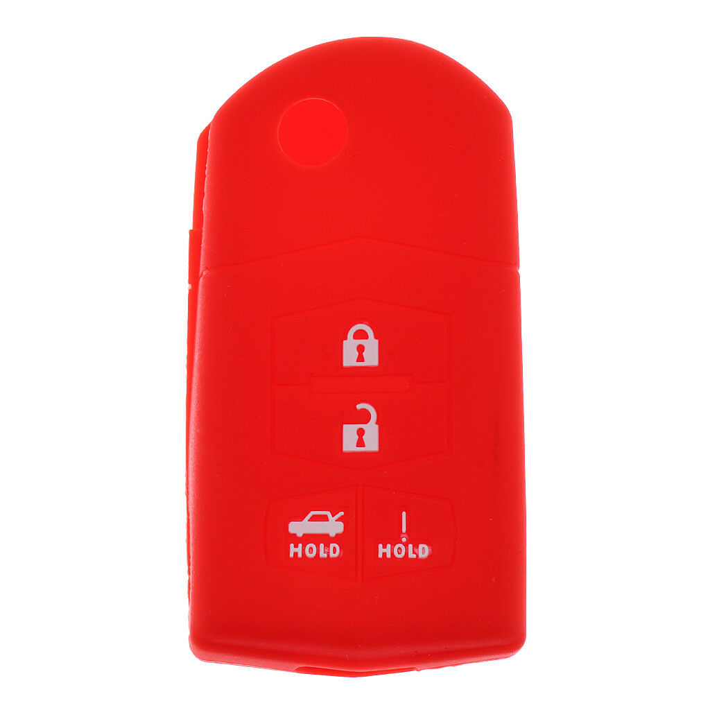 Replacement Car 4 Button Key Silicone Shell Case Cover For Mazda Red