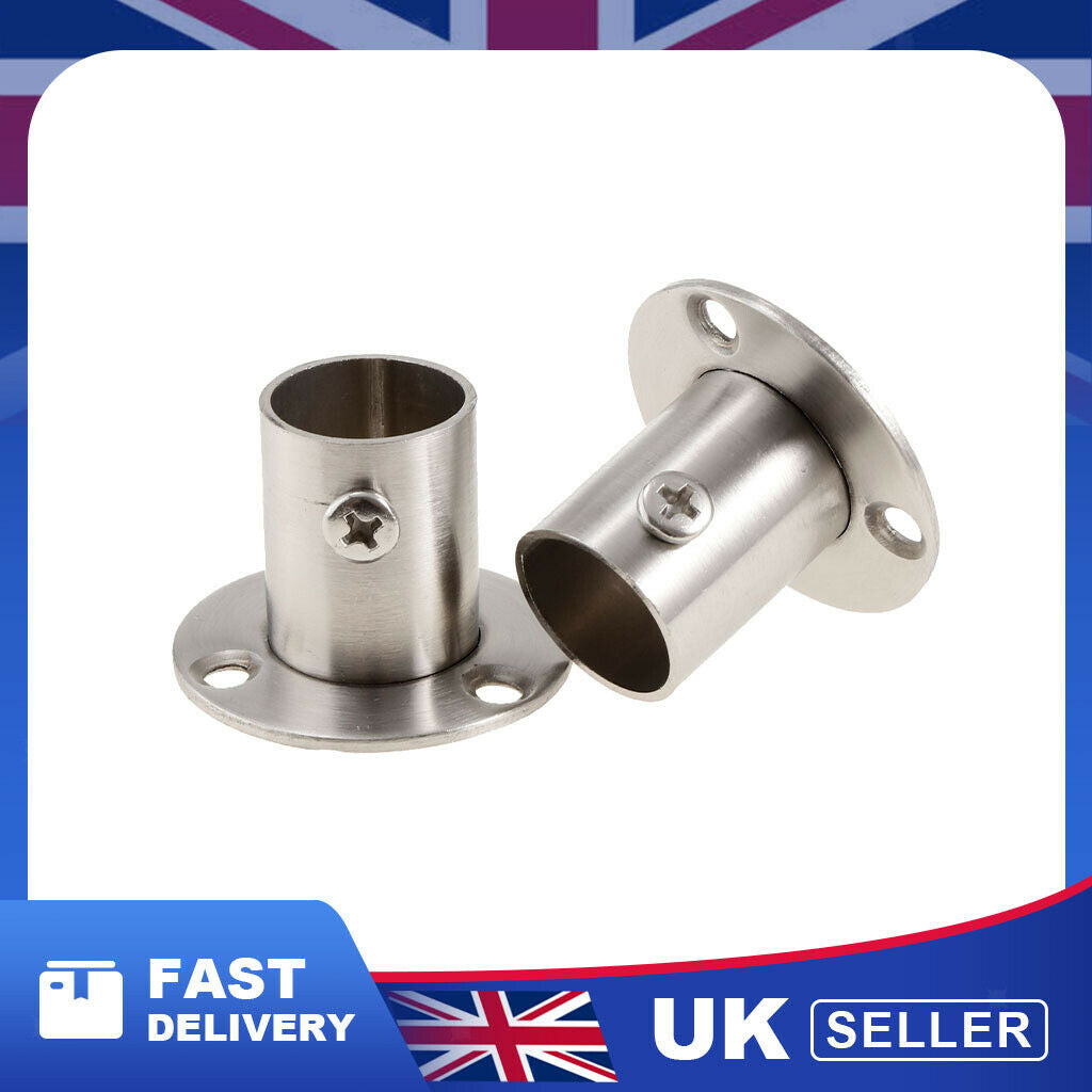 Hanging Garment Pipe Bracket Walk In Wardrobe Rail Ends Supports 42 x 30mm