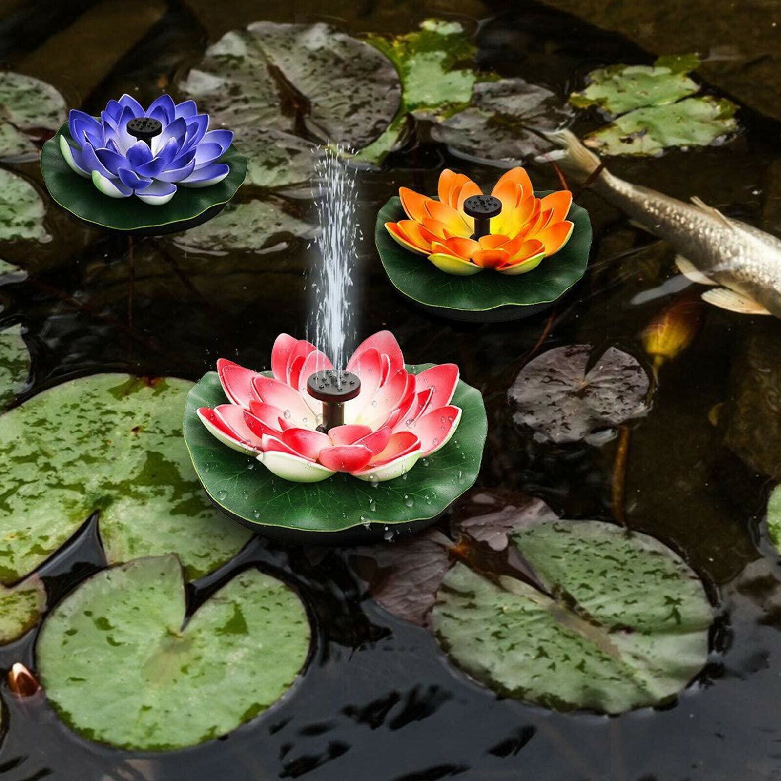 Lotus Solar Floating Fountain Water Pump Panel Birdbath for Pond Pool Fishs