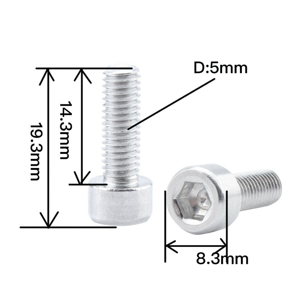 20x Sturdy Aluminum M5 19.3mm Bike Bottle Cage Bolts Holder Bracket Screws