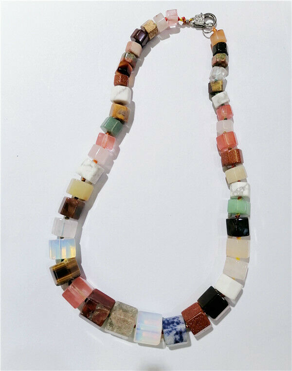 1 Strand Multicolor Mixed Stone Hexagon Prism Beads DIY Handmade Necklace HH8748