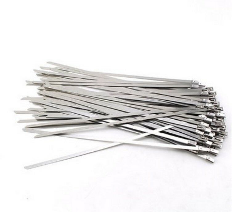 10 Pc Stainless Steel Metal Cable Zip Tie Strap Locking Exhaust Pipe Header 8"