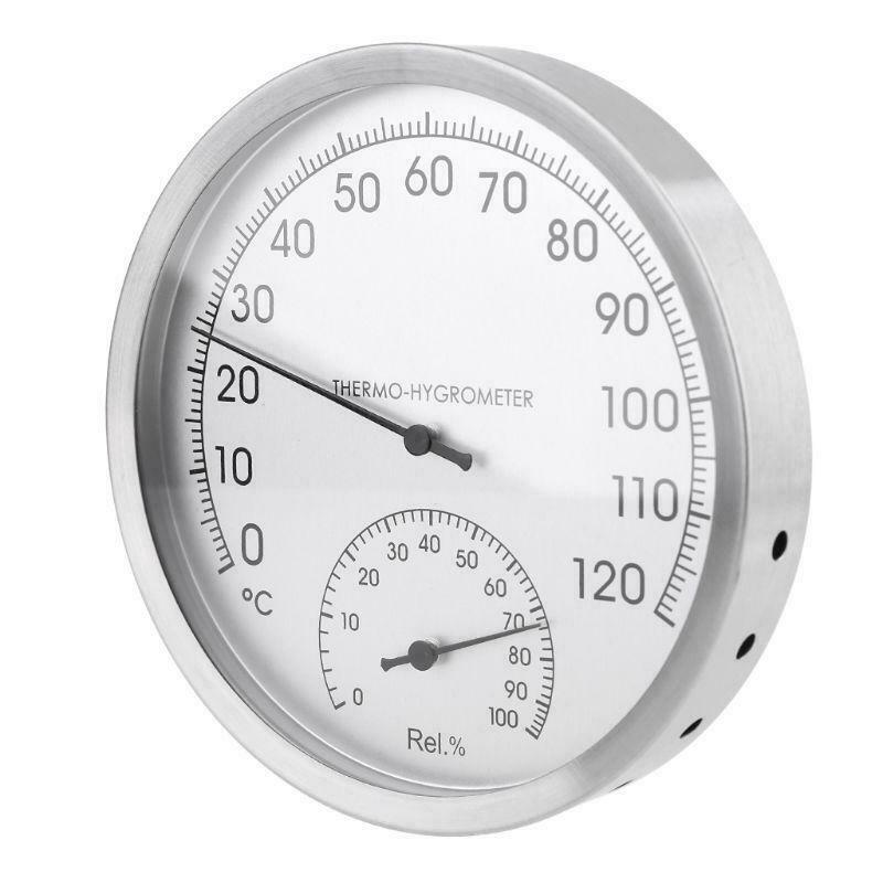 5" Thermometer Hygrometer Wall Hanging Stainless Steel Indoor Outdoor Sauna Room