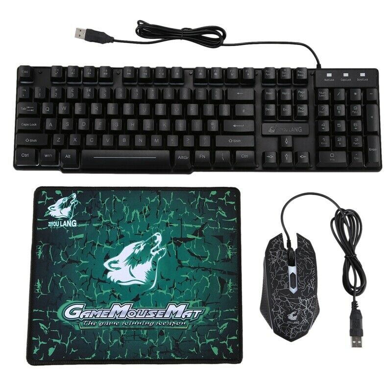 4X(ZIYOULANG Wired Keyboard Mouse Combination LED Light Mechanical Contact K1Q5)