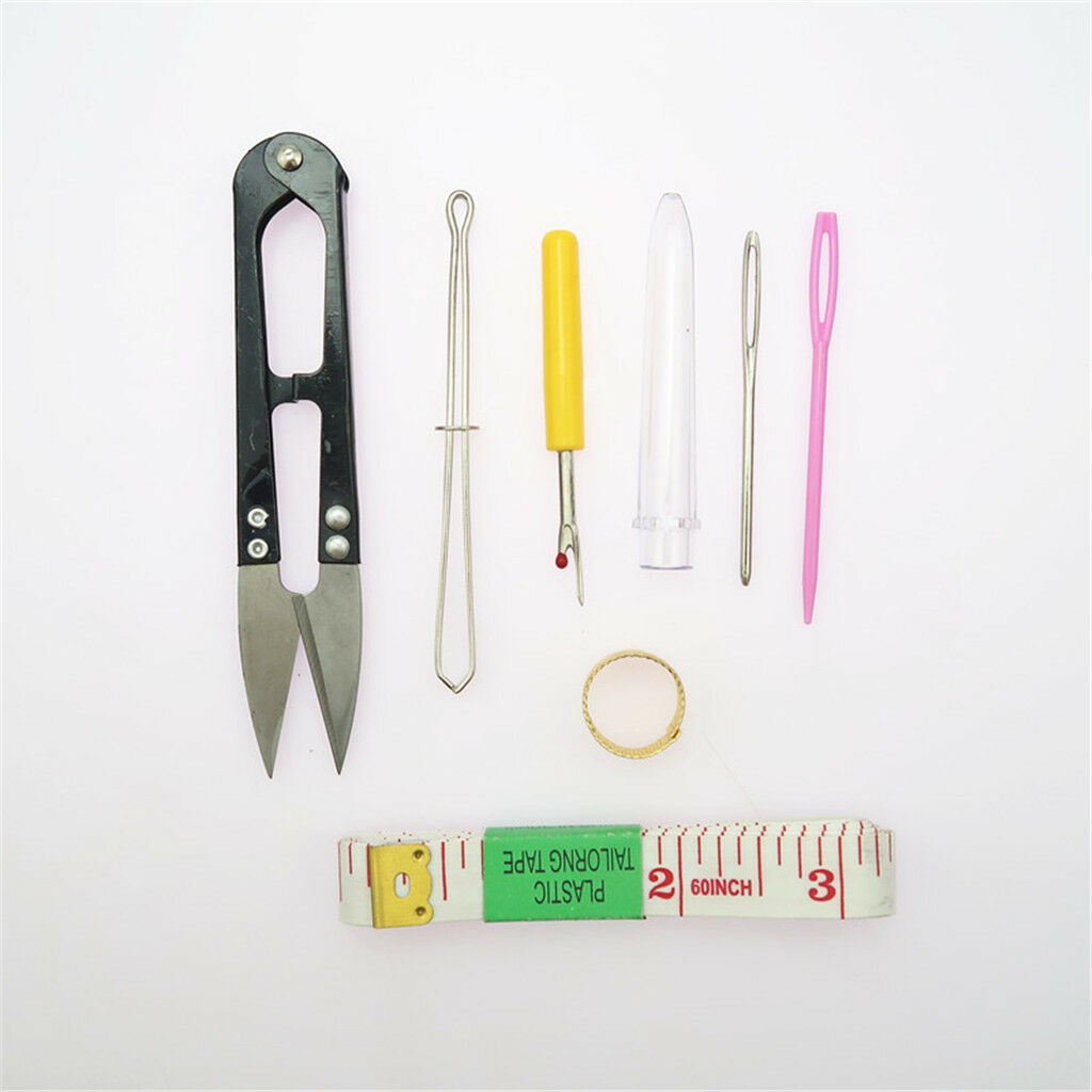 57pcs Knitting Crochet Sewing Accessories Tool Kit Tape Cable Needles Marker