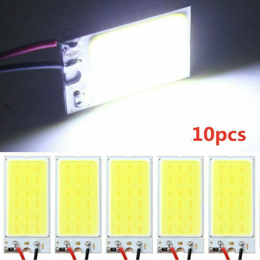 10X White COB Led Panel Dome Light Interior Lamp 12V T10 Festoon Adapters Sets
