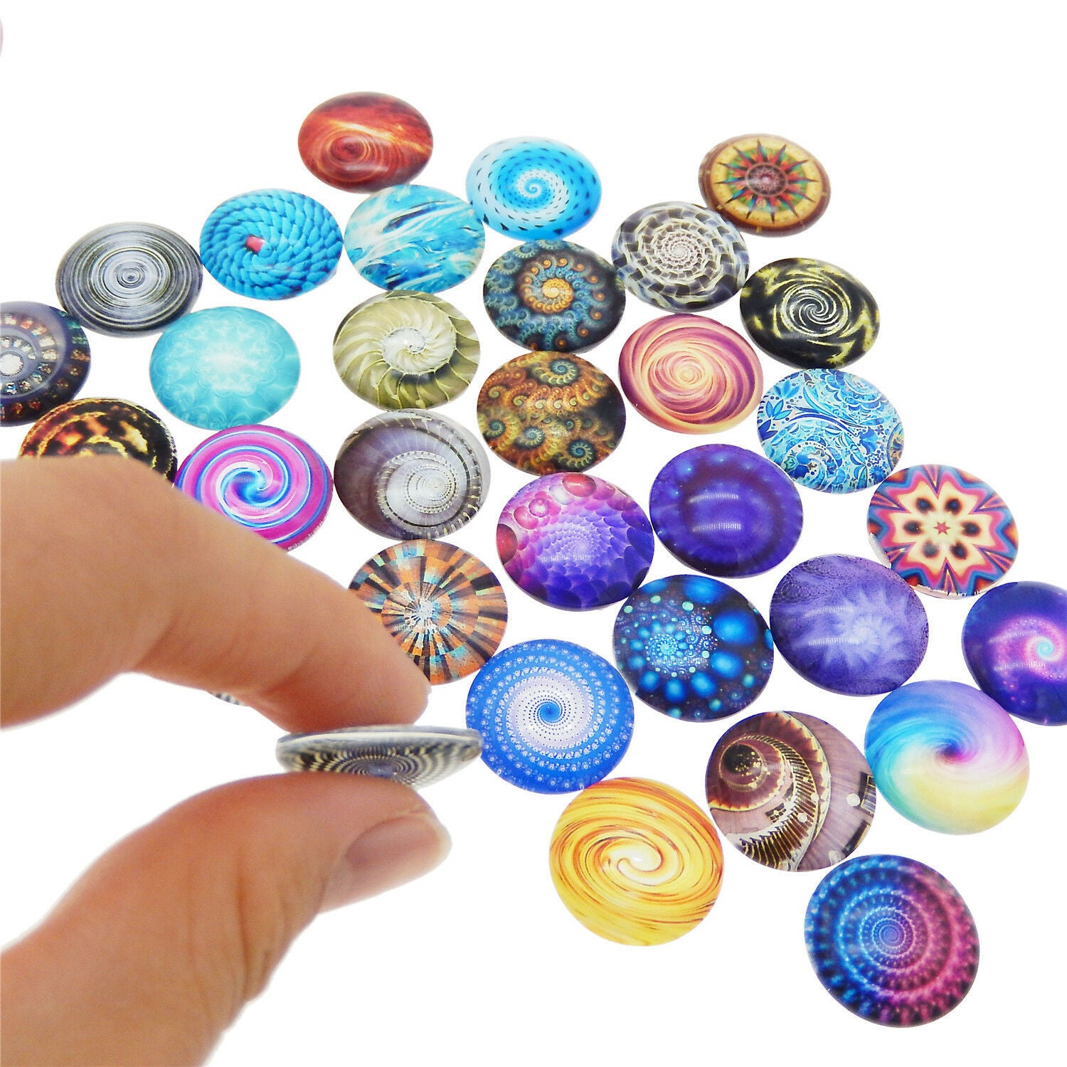 10 pcs Mix lot Bohemia Style Round 20mm Flower Pattern Glass Cabochons Flatbacks