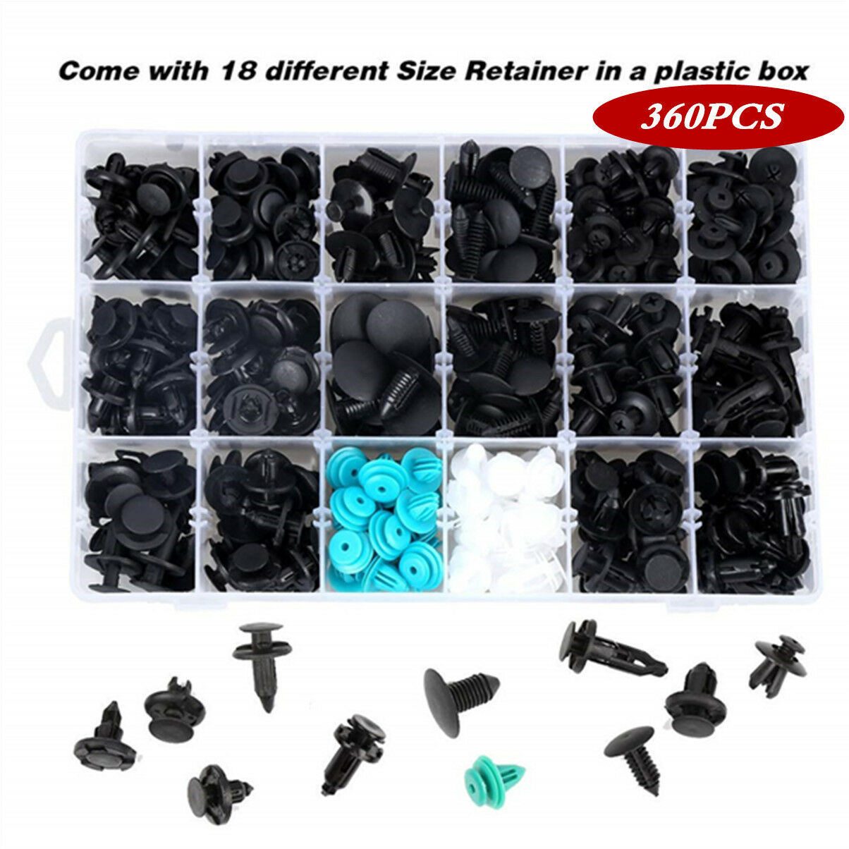 360Pcs Mixed Auto Fastener Clips Retainer Rivet Car Bumper Door Panel Fender
