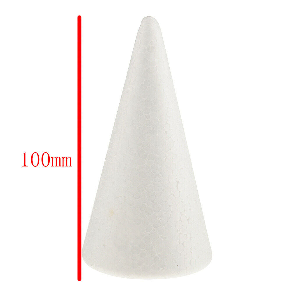 10 Pieces White Creative Styrofoam Foam Ornament Cone Shape DIY