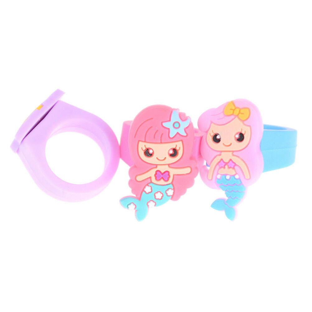 5Pcs PVC Rubber Cartoon Mermaid Princess Kids Rings Children Silicone Ring.l8
