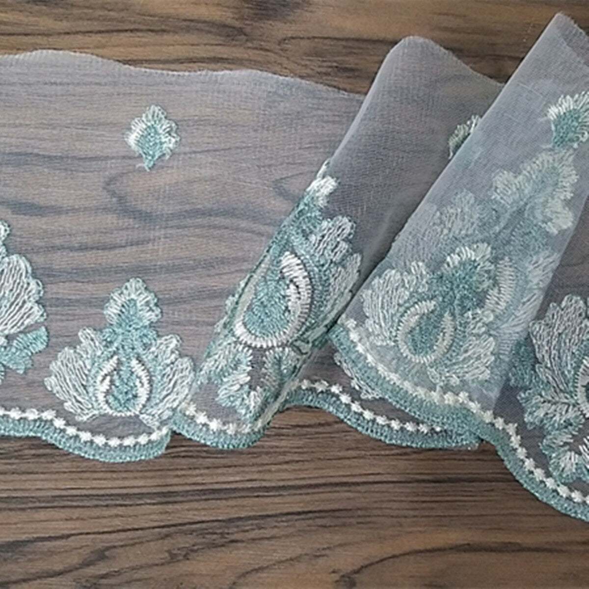 2 Yards Embroidery Blue Flower Lace Trim Ribbon Dress Sewing Craft 19cm Wide
