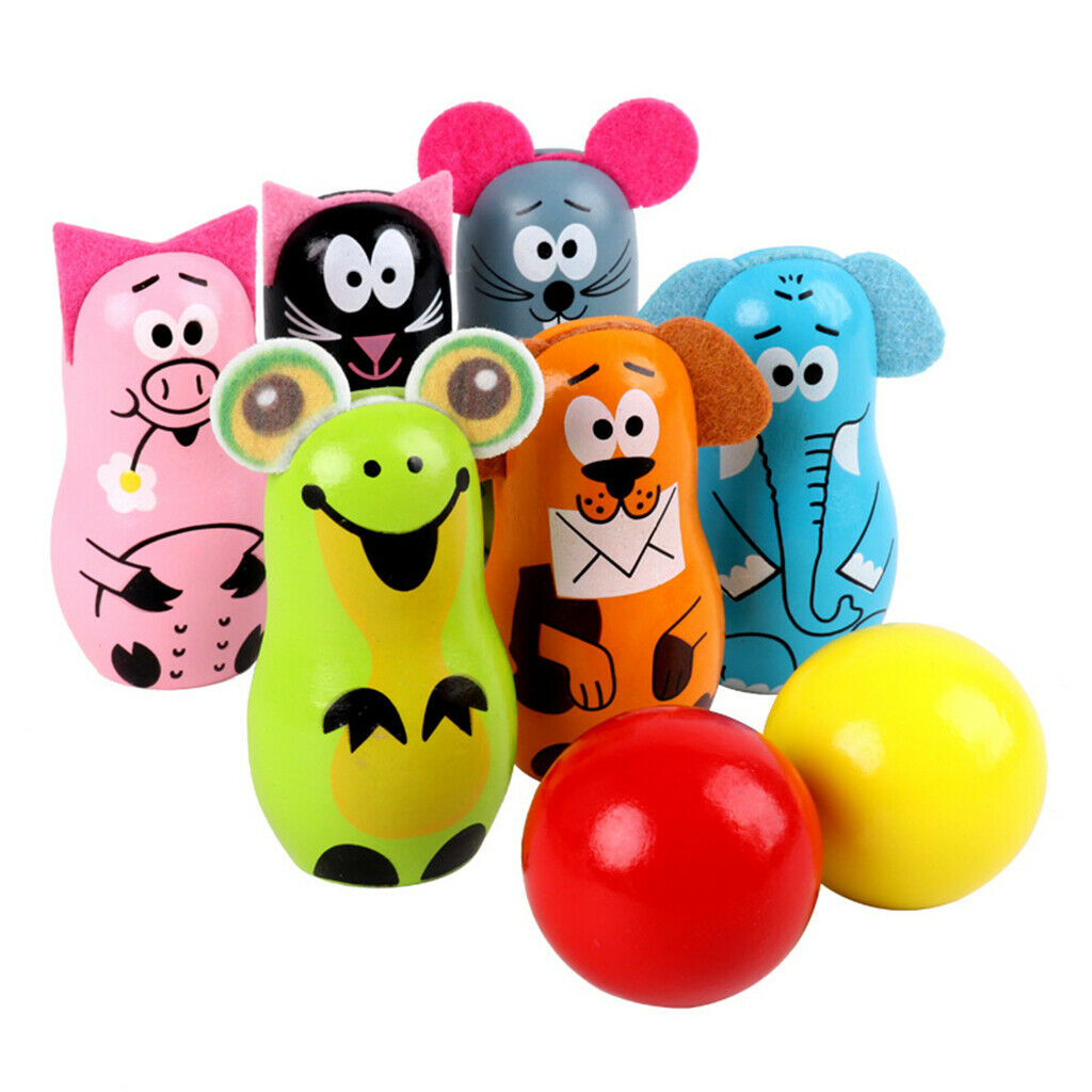 Wooden Bowling Set Skittles Games Bowling Ball Skittles, Children Educational