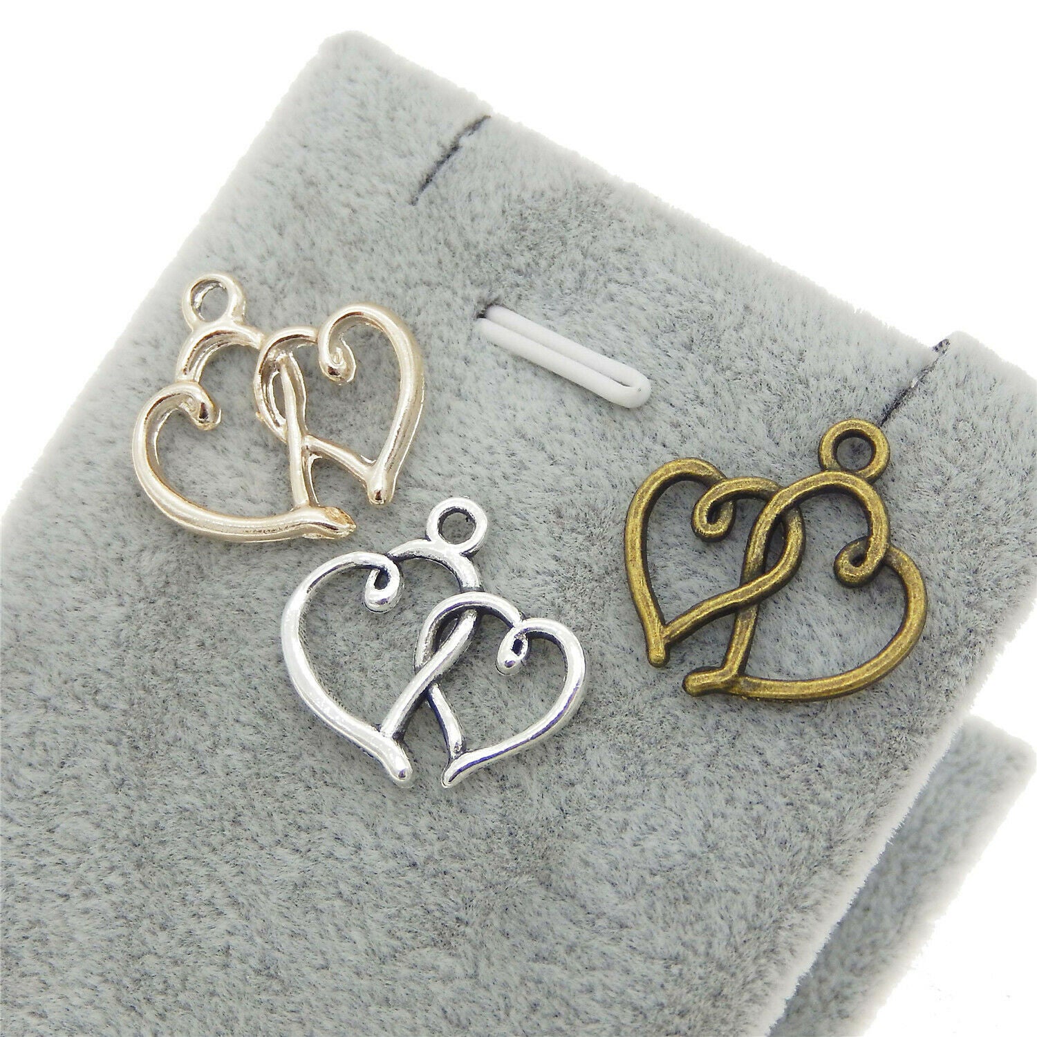 12 pcs Mix Lot Retro Heart By Heart Charm Pendant Making Crafts Alloy 20*20mm
