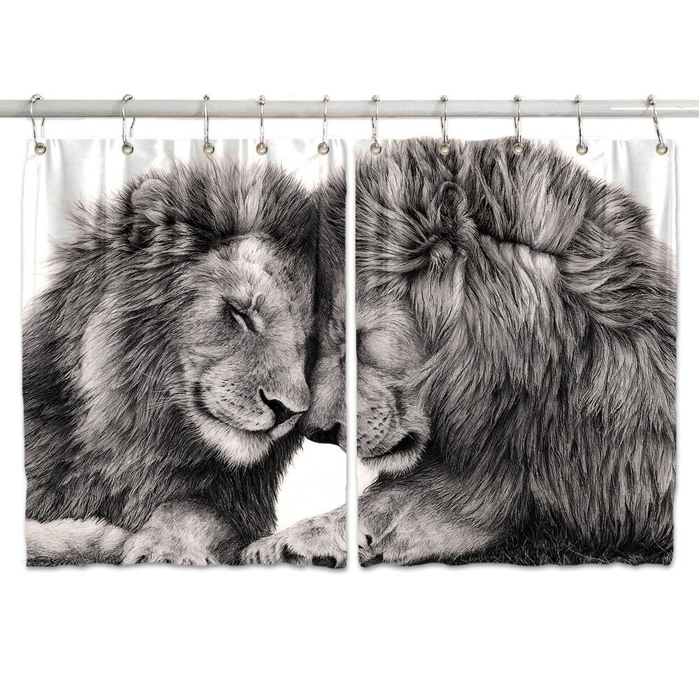 Wild Lion Lover Window Curtain Treatments Kitchen Curtains 2 Panels, 55X39"