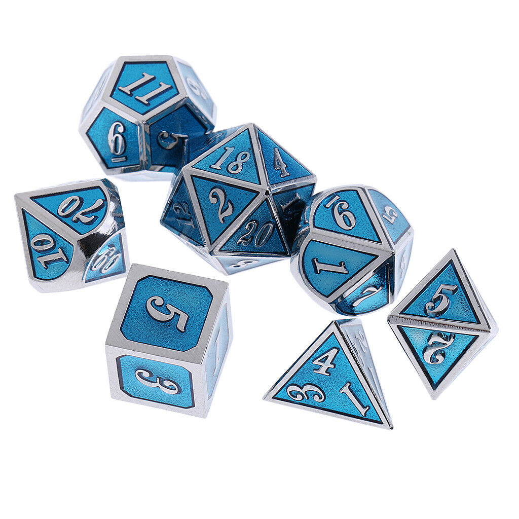 7 Set Metal Polyhedral Dice for  DND +Dice Cup Black #C