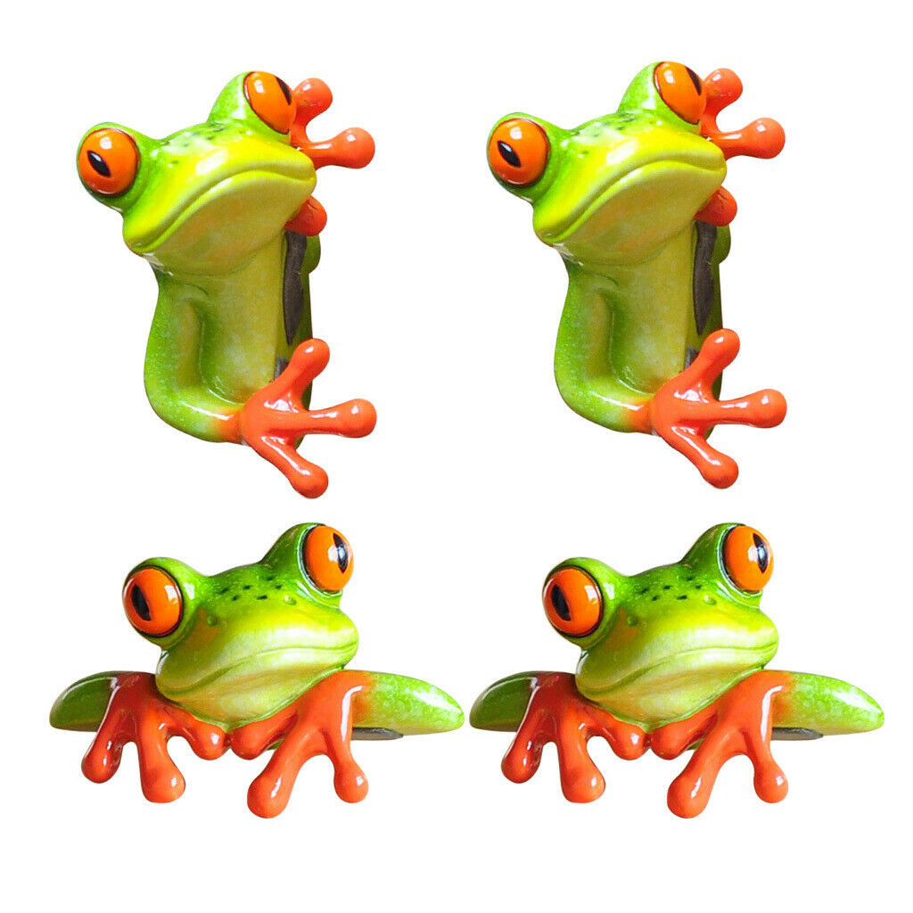 4pcs Modern Creative Frog Statues Car Office Decor Ornament Laptop Monitor