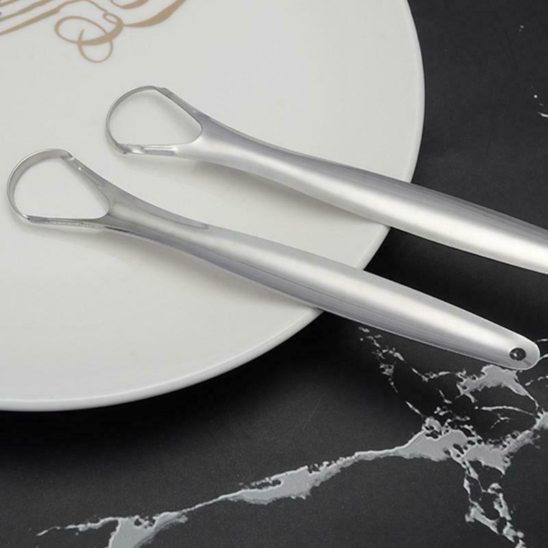 Stainless Steel Tongue Scraper Metal Oral Hygiene Fresh Breath Cleaner Brush