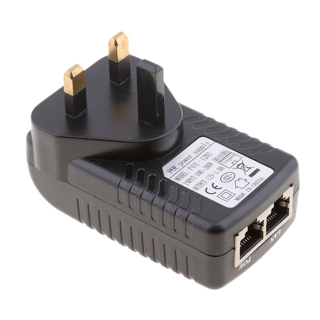 Poe Power Supply UK Plug 12V 1A for Ethernet Router (Pack of 2)