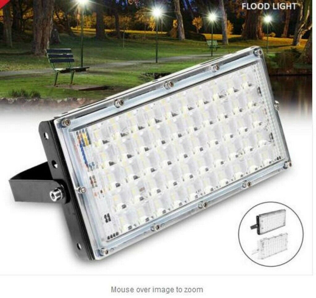 LED Flood Light 4000LM Super Bright Security Lights Waterproof 50 Watt WHITE 50W