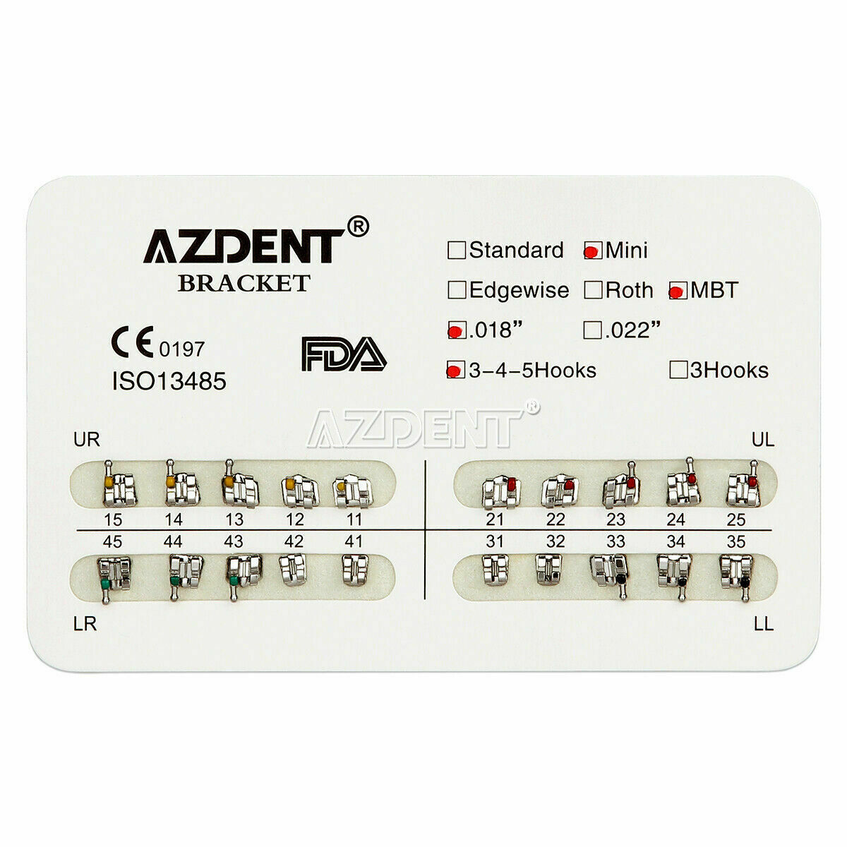 20packs Dental Brackets Braces Orthodontic Mini MBT Slot.018 Hooks 4-5 AZDENT US