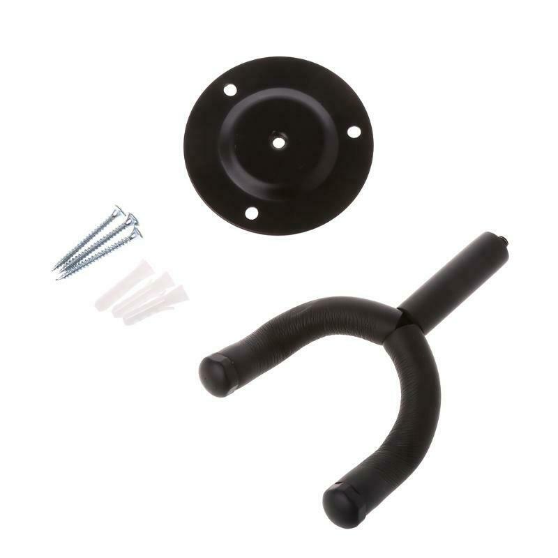 Electric Guitar Round Stand Holder Wall Hanger Rack Ukulele Hook Black Metal