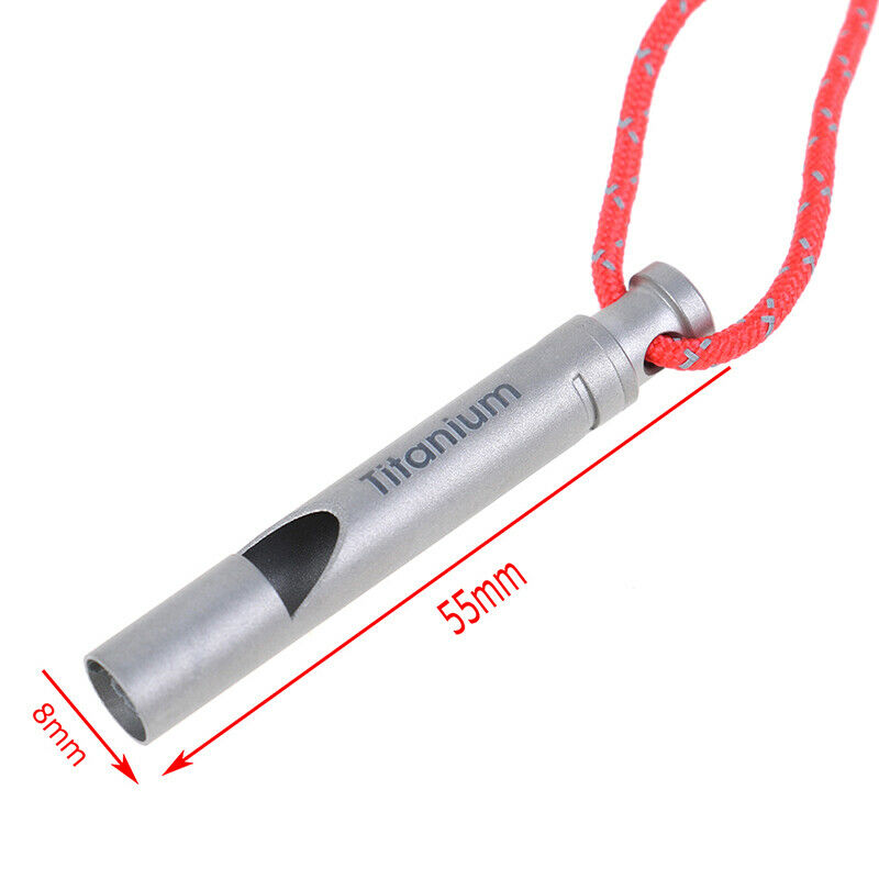 1pc Ultralight Titanium Whistle with Cord Portable Emergency Camping WhistleBDA